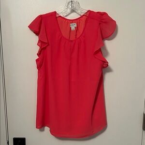 J. Crew Women's Coral Ruffle Cap Sleeve Blouse